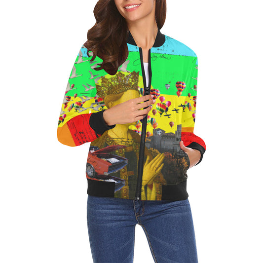 PRAYER All Over Print Bomber Jacket for Women