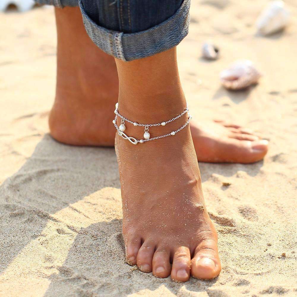 Infinity Pendent Pearl Anklet